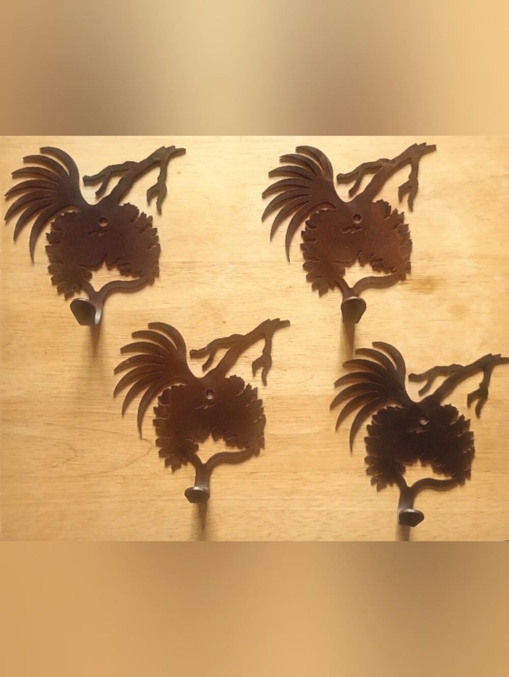 Set Of 4 Rustic Metal Wall Hooks w/Pinecones - Picture 2 of 2